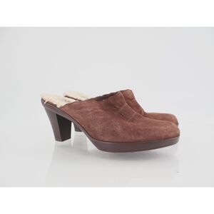 UGG Mules Women's Size 7 Brown Suede Shearling Lined Slip On Heels Clogs